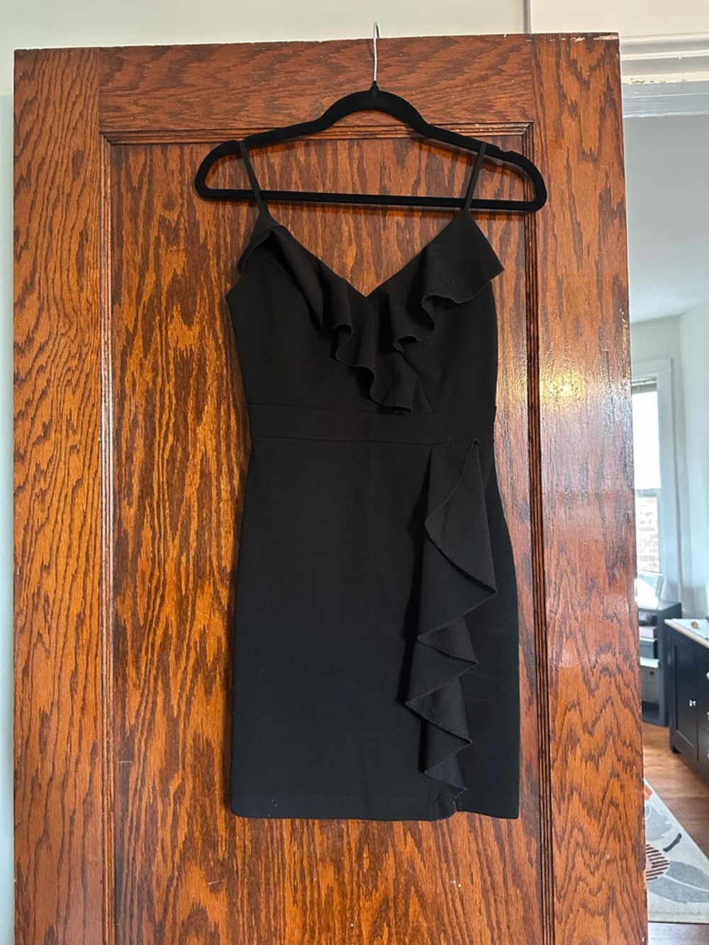 Black Formal Ruffle Mini Dress